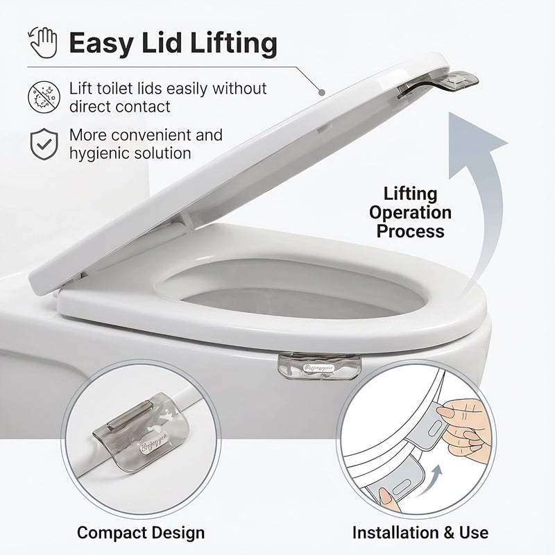 WTYPOPK 2 PCS Toilet Seat Lifter tab, Toilet Seat Handle to Lift and Easy Install Sanitary Hands-Free Lever for Home, Office, Toilet Training - Image 3
